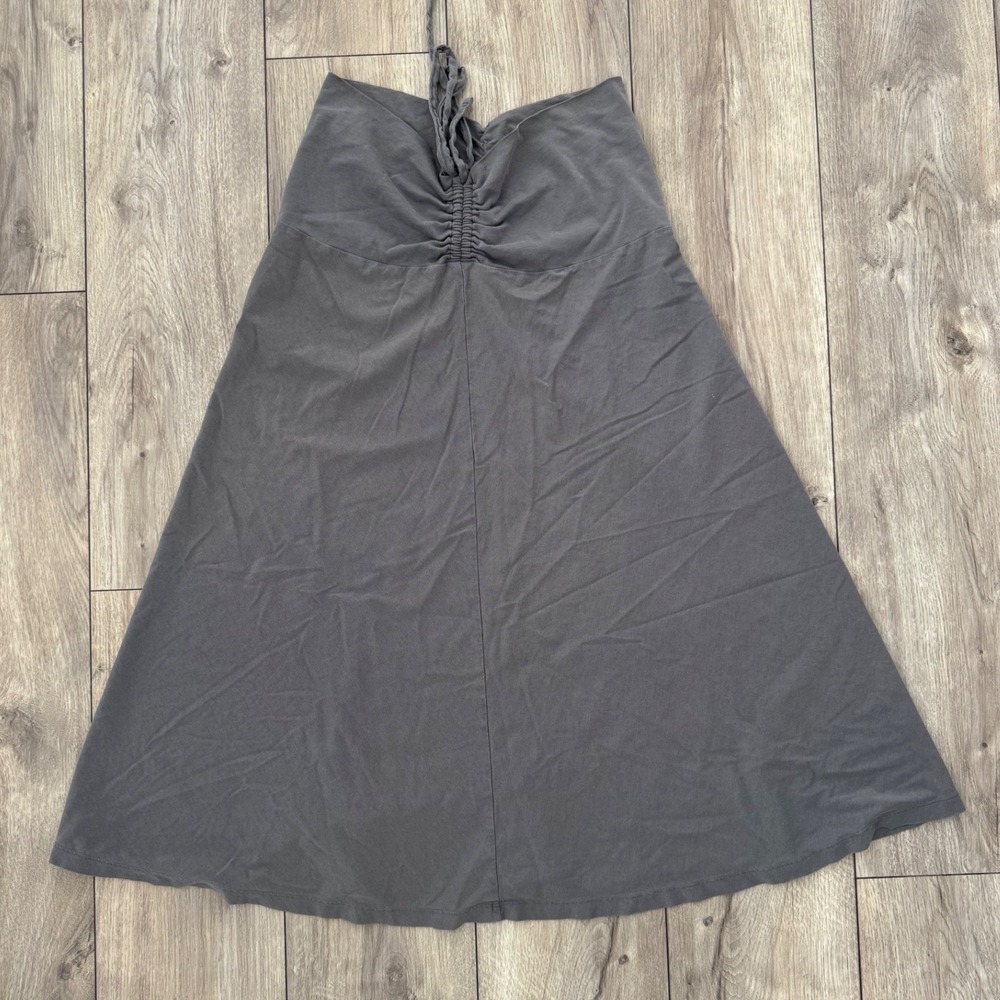 Patagonia‎ Womens Gray Gathered Halter Neck Midi Dress Organic Cotton Blend M